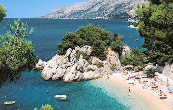 View of a beach on the Makarska Riviera